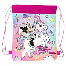 Minnie Mouse Unicorns Drawstring Bag Pull String P.E. Gym School Swimming Sport