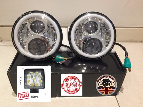 Led headlights pair chrome - headlights,