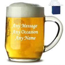 Personalised Engraved Pint Glass Tankard - FREE Engraving NEW for any Occasion