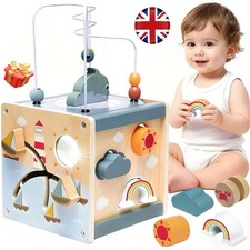 6-in-1 Wooden Activity Cube Kids Educational Multipurpose Baby Learning Toys UK