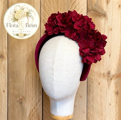 Burgundy floral headband - burgundy,