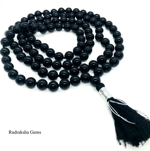 8mm knotted black - black, onyx