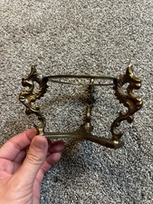 Vintage Brass Footed Dragon Crystal Ball Stand Standing Sentry Over Its Sphere
