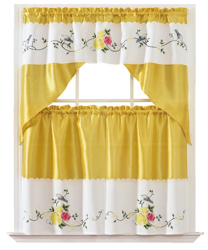 Song birds yellow - yellow, embellished