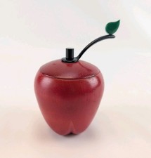 M. Kamenstein 1992 Red Apple Shaped Wooden Pepper Mill Grinder Vtg Works