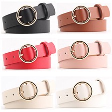 Women's Belts Golden Pin Buckle Faux Leather Belt Jeans Dress Decor Waistband