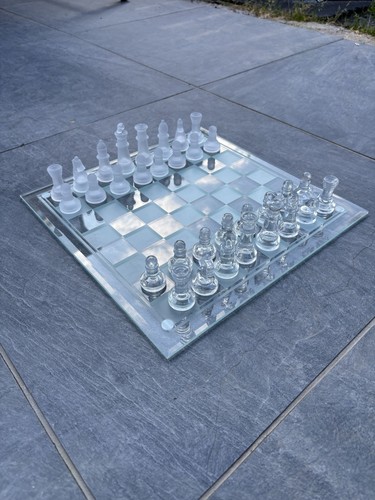 Vintage glass chess set - vintage,