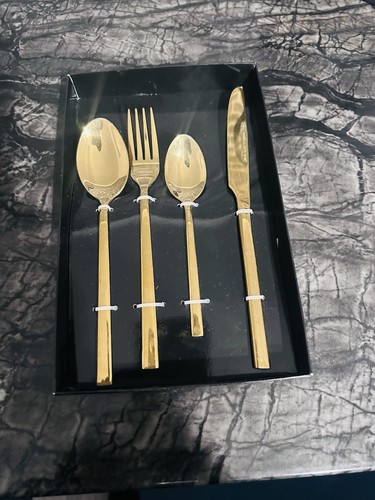 Box gold cutlery set - cutlery,