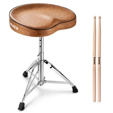 Donner Saddle Drum Throne Height Adjustable Padded Double Braced Leg + Drumstick