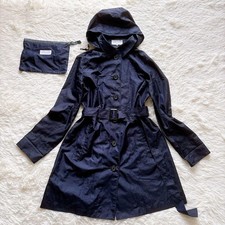 MACKINTOSH PHILOSOPHY Nylon Coat Rainwear Navy Hooded Belted Auth Size 42/US:M