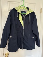 Mackintosh New England Rain Jacket Womens XL Navy Blue Hooded Coat Jacket