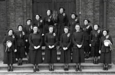 Vintage Salvation Army Photo Women Blood & Fire Flag Tambourines 1957