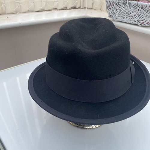 Black pork pie hat 100 - 100%, wool