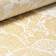 Gold White Wallpaper Damask Textured Vinyl Thick Metallic Feature Wall Bedroom