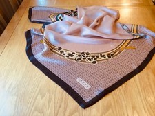 LARGE GUCCI VINTAGE SILK SCARF.  BELTS!  41 x 40 INCHES.   ]