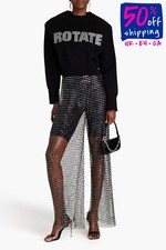 RRP€750 ROTATE BIRGER CHRISTENSEN Fishnet Wide-Leg Trousers EU34 US4 XS Black