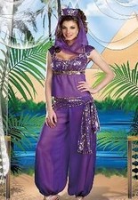 WOMENS FANCY DRESS BELLY DANCER JASMINE ALADDIN ARABIAN NIGHTS PRINCESS COSTUME
