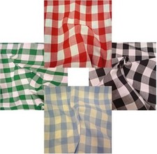 GINGHAM POLY COTTON CHECK TABLE CLOTH COVER  RED ORANGE GREEN BLUE MANY COLOURS