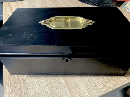 Vintage metal cash box - vintage,