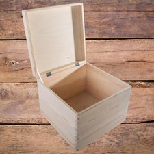 Square Deep Wooden Box For Craft 30x30x24cm Keepsake Trunk Toy Storage Chest