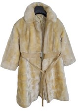 Vintage Lister Minquilla Blonde Faux Fur Coat Size 10