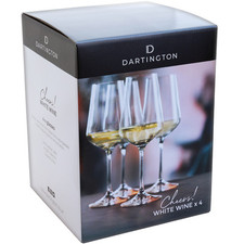 Dartington Crystal White Wine Glasses Cheers! 4 Pack Set 350ml Height 22.6cm