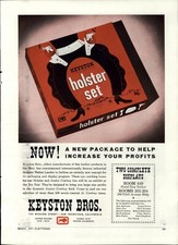 1957 PAPER AD Toy Keyston Cap Gun Play Holster Set RARE Box Image 