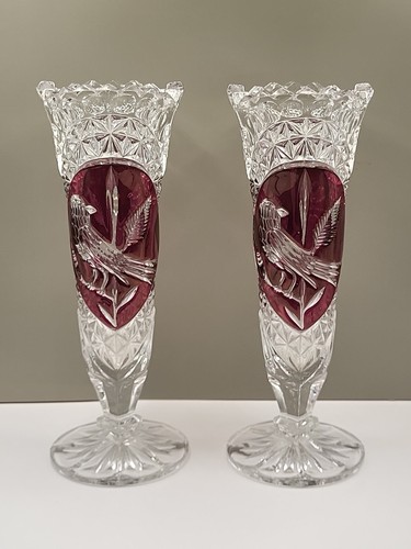 Pair vintage lead crystal - of,