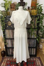 Vintage White Silver Drop Waist Dress 
