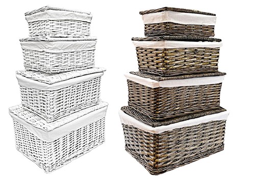 Set lidded wicker storage - of, 2