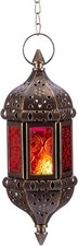 Nuptio Moroccan Candle Lantern Hanging Tea Light Candle Holders Metal & Glass R