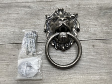 Signature Hardware 426242  9-3/4" x 5-1/8" Large Iron Lion Door Knocker Pewter