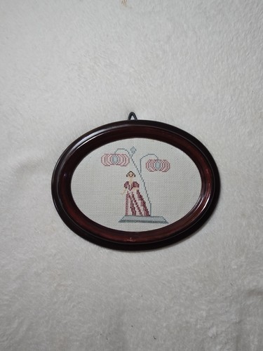 Vintage framed cross stitch - cross,
