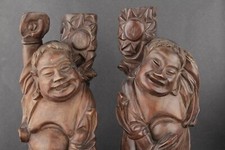 Large Buddha Chinese wood carved immortal boxwood carving signed 20th Century