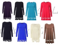 Ladies women's girls swing dress*long sleeve*tops t- shirt skater dresses vest 