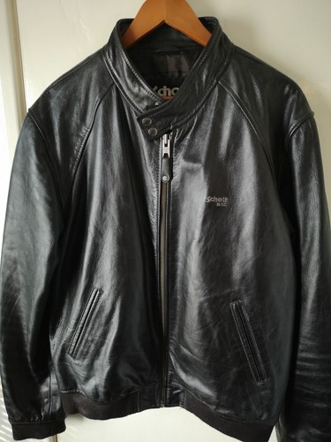 Schott black leather bomber