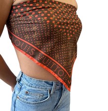 LOUIS VUITTON Vintage LV Logo Monogram Perfo Scarf Wrap Dot Brown Orange Silk