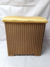 Lloyd Loom Lusty Gold Laundry Basket c.1960s Original Label 42x41x26cm Vintage