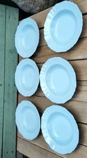 Vintage 1940s J&G Meakin Glamour Celeste 6x Blue rimmed soup Cereal Bowls 9in