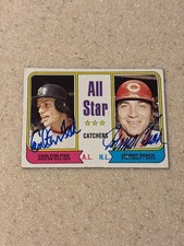 1974 Topps #331 All Star catchers dual signed card * Johnny Bench / Carlton Fisk