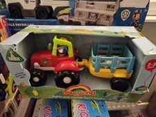 ELC Happyland Lights & Sounds Farm Red Tractor With 1 Farmer and 1 cow new 