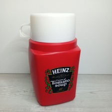 Vintage Heinz Tomato Soup Roughneck Thermos Flask Red Body With A White Lid