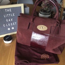 Mulberry Bayswater Satchel/tote in burgundy suede & glossy calf leather. RARE