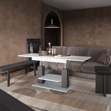 Moduvo, White Marble effect, Extending Coffee table to Dining table