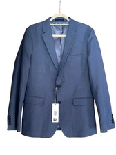 John Lewis Suit Blazer Blue Men Size 40R Kin Slim Fit Notch Lapel Linen RRP £130