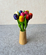 Wooden tulips with vase, set