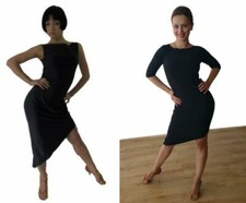 STRETCHY SIMPLE LATIN / TANGO PRACTICE DRESS WITH DIAGONAL HEM - VARIOUS COLOURS