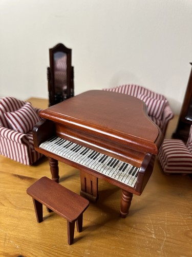 Dolls house wooden grand piano - dolls,