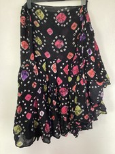 Tribal Bellydance Stunning Black Colourful Flower Print Wrap Skirt