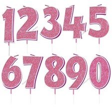 Pink Birthday Cake candles Age number 1 2 3 4 5 6 7 8 9 0 Cake Topper Decoration